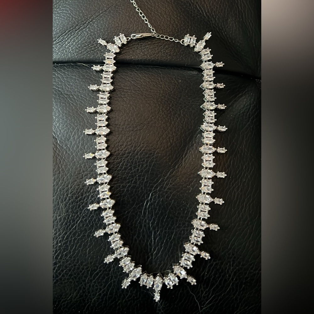 Women’s 5A CZ iced out bling statement tennis necklace